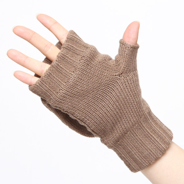 アームウォーマー レディース ミトン フード付き フィンガーレス手袋 ケーブルニット 指なし手袋 厚手 冬 ブラウン 茶 茶色 寒さ対策 オフィス 室内 ハンドウォーマー 手首 暖かい 温かい てぶくろ 冷え性 防寒 クロダ(KURODA)