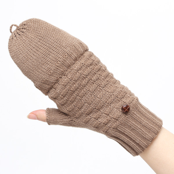 アームウォーマー レディース ミトン フード付き フィンガーレス手袋 ケーブルニット 指なし手袋 厚手 冬 ブラウン 茶 茶色 寒さ対策 オフィス 室内 ハンドウォーマー 手首 暖かい 温かい てぶくろ 冷え性 防寒 クロダ(KURODA)
