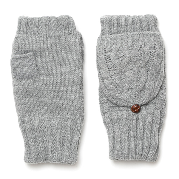 クロダ(KURODA) 【WOMEN】 フード付き ケーブルニット グローブ グレー