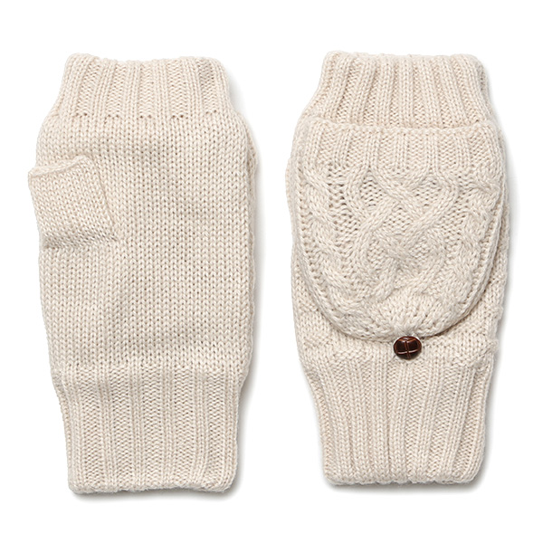 クロダ(KURODA) 【WOMEN】 フード付き ケーブルニット グローブ アイボリー