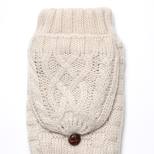 アームウォーマー レディース ミトン フード付き フィンガーレス手袋 ケーブルニット 指なし手袋 厚手 冬 ベージュ 肌色 寒さ対策 オフィス 室内 ハンドウォーマー 手首 暖かい 温かい てぶくろ 冷え性 防寒 クロダ(KURODA)