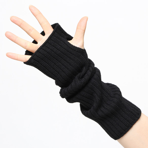  アームウォーマー ニット ロング 手袋 手首 かわいい おしゃれ アームカバー 長め レディース 冬 防寒 ブラック 黒 黒色 指なし手袋 ハンドウォーマー 保温 暖かい オフィス スマホ 無地 軽い 日本製 ブランド クロダ(KURODA)