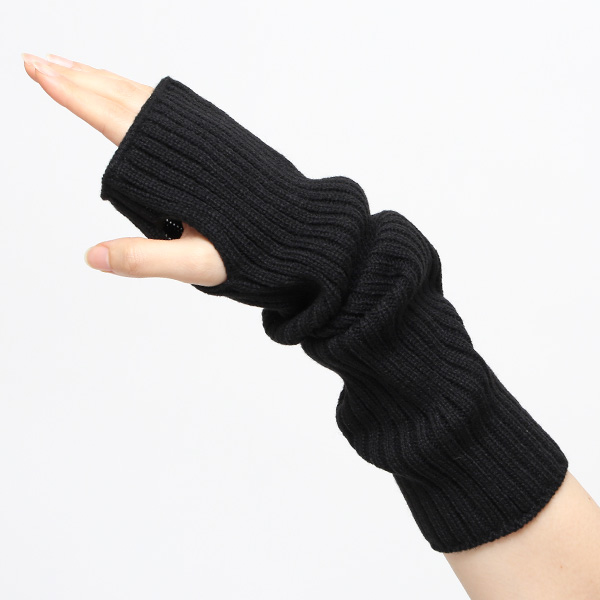  アームウォーマー ニット ロング 手袋 手首 かわいい おしゃれ アームカバー 長め レディース 冬 防寒 ブラック 黒 黒色 指なし手袋 ハンドウォーマー 保温 暖かい オフィス スマホ 無地 軽い 日本製 ブランド クロダ(KURODA)