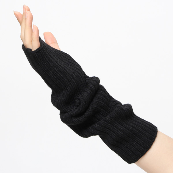  アームウォーマー ニット ロング 手袋 手首 かわいい おしゃれ アームカバー 長め レディース 冬 防寒 ブラック 黒 黒色 指なし手袋 ハンドウォーマー 保温 暖かい オフィス スマホ 無地 軽い 日本製 ブランド クロダ(KURODA)