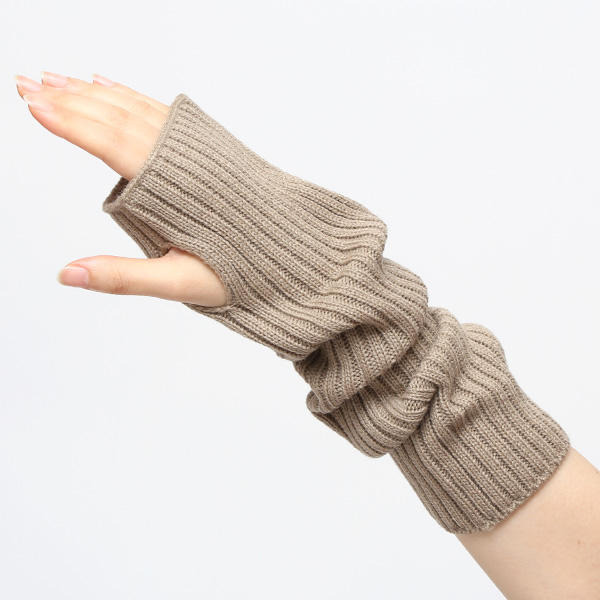  アームウォーマー ニット ロング 手袋 手首 かわいい おしゃれ アームカバー 長め レディース 冬 防寒 ブラウン 茶 茶色 指なし手袋 ハンドウォーマー 保温 暖かい オフィス スマホ 無地 軽い 日本製 ブランド クロダ(KURODA)