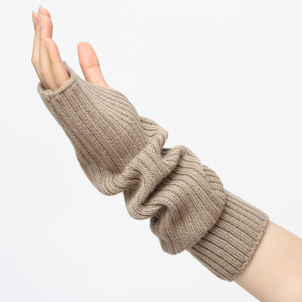  アームウォーマー ニット ロング 手袋 手首 かわいい おしゃれ アームカバー 長め レディース 冬 防寒 ブラウン 茶 茶色 指なし手袋 ハンドウォーマー 保温 暖かい オフィス スマホ 無地 軽い 日本製 ブランド クロダ(KURODA)