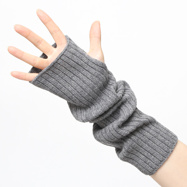  アームウォーマー ニット ロング 手袋 手首 かわいい おしゃれ アームカバー 長め レディース 冬 防寒 グレー グレイ 灰色 指なし手袋 ハンドウォーマー 保温 暖かい オフィス スマホ 無地 軽い 日本製 ブランド クロダ(KURODA)