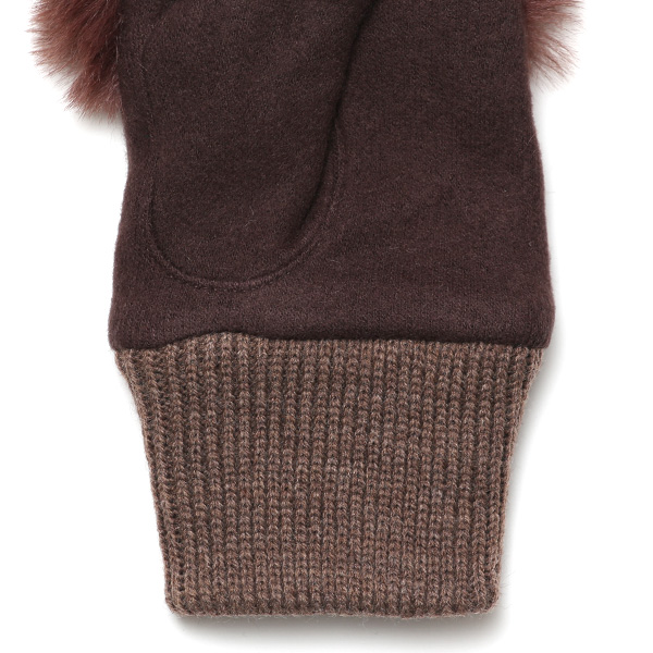  手袋 指なし レディース ハンドウォーマー フィンガーレス手袋 グローブ 防寒 冬 ファー 暖かい スマホ ダークブラウン ブラウン 茶 茶色 おしゃれ かわいい 指あき手袋 リブ ボア 女性 ブランド ファー付き 手袋 冷え性 クロダ(KURODA)