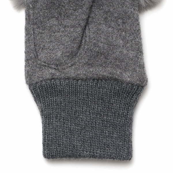  手袋 指なし レディース ハンドウォーマー フィンガーレス手袋 グローブ 防寒 冬 ファー 暖かい スマホ ダークグレー グレー グレイ 灰色 おしゃれ かわいい 指あき手袋 リブ ボア 女性 ブランド ファー付き 手袋 冷え性 クロダ(KURODA)