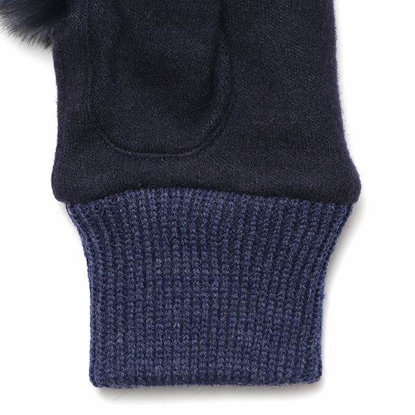  手袋 指なし レディース ハンドウォーマー フィンガーレス手袋 グローブ 防寒 冬 ファー 暖かい スマホ ブルー ネイビー 青色 おしゃれ かわいい 指あき手袋 リブ ボア 女性 ブランド ファー付き 手袋 冷え性 クロダ(KURODA)