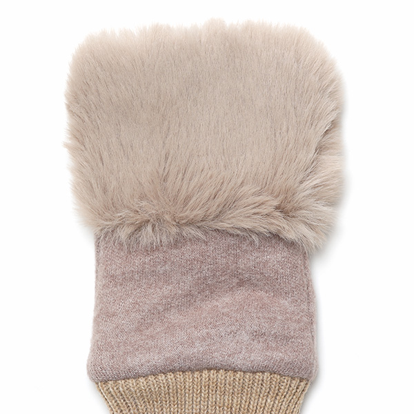  手袋 指なし レディース ハンドウォーマー フィンガーレス手袋 グローブ 防寒 冬 ファー 暖かい スマホ ベージュ 肌色 おしゃれ かわいい 指あき手袋 リブ ボア 女性 ブランド ファー付き 手袋 冷え性 クロダ(KURODA)