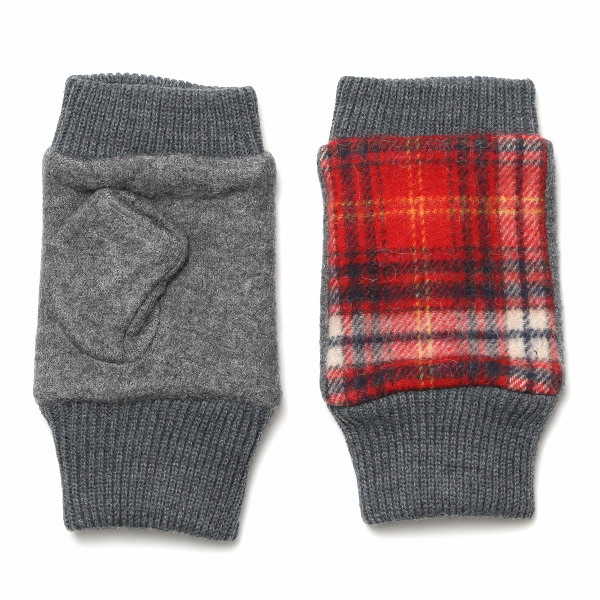 クロダ(KURODA) 【WOMEN】 タータンチェック フィンガーレス ジャージ グローブ レッド