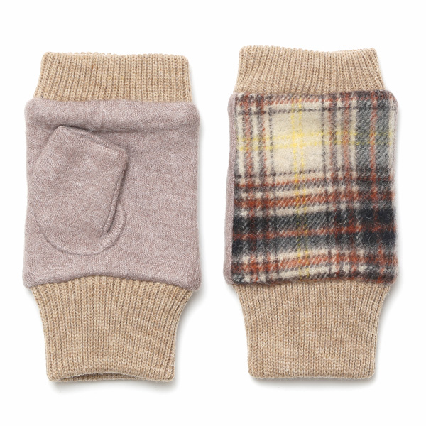 クロダ(KURODA) 【WOMEN】 タータンチェック フィンガーレス ジャージ グローブ ベージュ