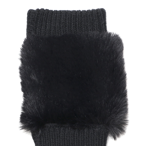  手袋 指なし レディース ハンドウォーマー フィンガーレス手袋 グローブ 防寒 冬 ファー 暖かい スマホ ブラック 黒 黒色 おしゃれ かわいい 指あき手袋 リブ 女性 ブランド ファー付き 手袋 冷え取り 冷え性 クロダ(KURODA)