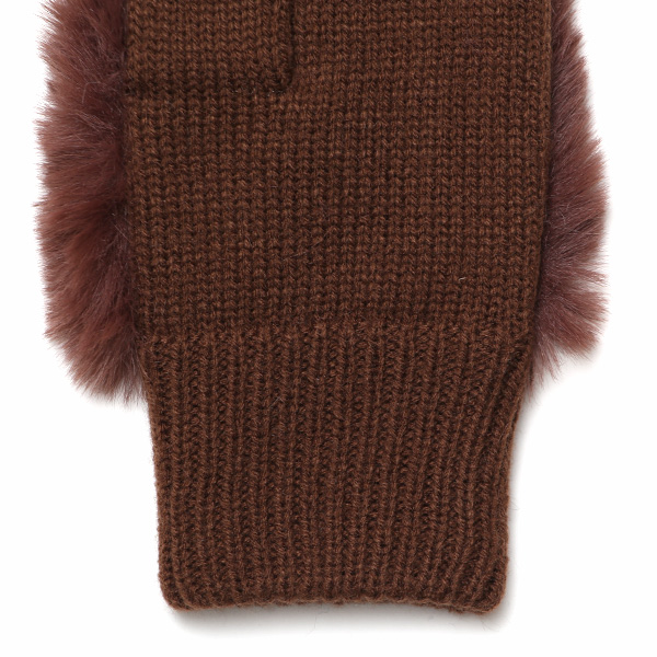  手袋 指なし レディース ハンドウォーマー フィンガーレス手袋 グローブ 防寒 冬 ファー 暖かい スマホ ブラウン 茶 茶色 おしゃれ かわいい 指あき手袋 リブ 女性 ブランド ファー付き 手袋 冷え取り 冷え性 クロダ(KURODA)