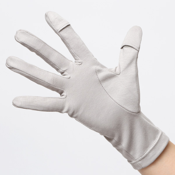 UVカット UV手袋 スマホ 手袋 レディース オーガニックコットン uvケア 紫外線 日焼け止め コットン 綿 ライトグレー グレー グレイ 灰色 ハンドカバー 女性 日焼け対策 夏 手袋 外出 室内 日焼防止 プレゼント ハンドケア クロダ(KURODA)