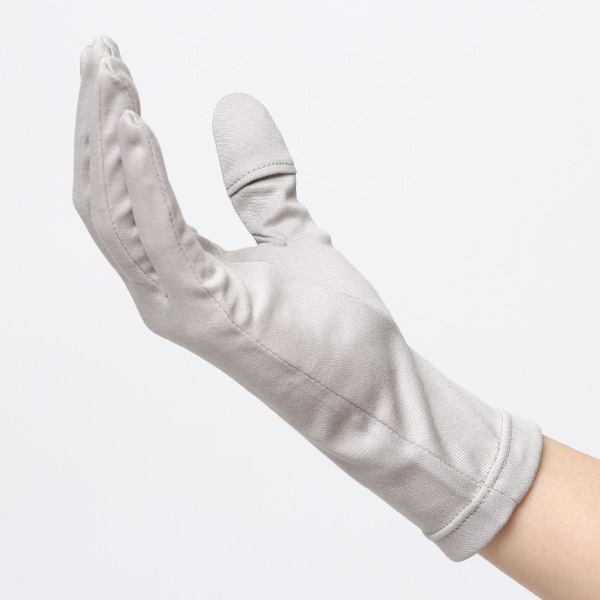 UVカット UV手袋 スマホ 手袋 レディース オーガニックコットン uvケア 紫外線 日焼け止め コットン 綿 ライトグレー グレー グレイ 灰色 ハンドカバー 女性 日焼け対策 夏 手袋 外出 室内 日焼防止 プレゼント ハンドケア クロダ(KURODA)