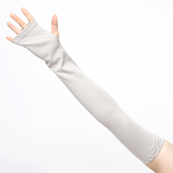  アームカバー UVカット ロング コットン 日焼け防止 紫外線対策 オーガニックコットン UVケア 手袋 外出 ライトグレー グレー グレイ 灰色 ロング丈 オシャレ ドライブ 日焼け アームカバー プレゼント 女友達 コットン 手袋 クロダ(KURODA)