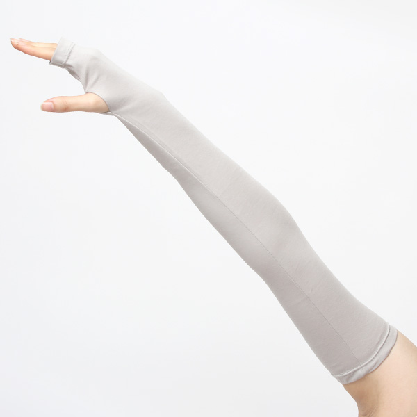  アームカバー UVカット ロング コットン 日焼け防止 紫外線対策 オーガニックコットン UVケア 手袋 外出 ライトグレー グレー グレイ 灰色 ロング丈 オシャレ ドライブ 日焼け アームカバー プレゼント 女友達 コットン 手袋 クロダ(KURODA)