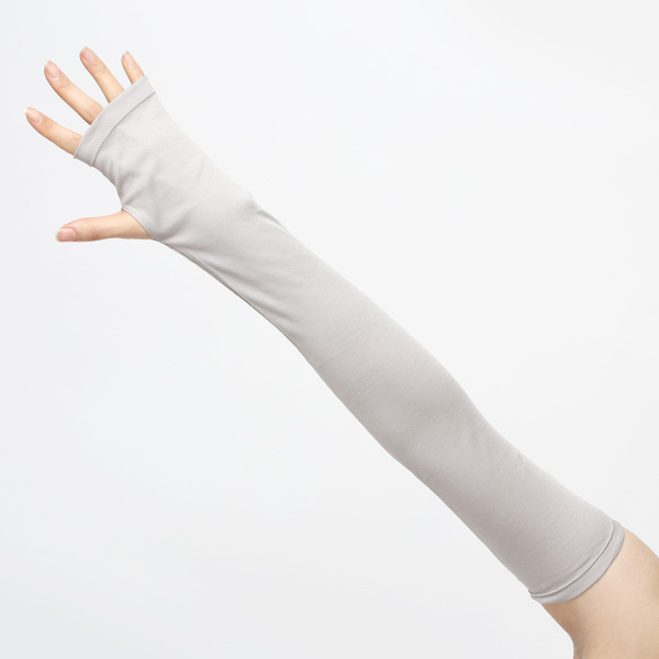  アームカバー UVカット ロング コットン 日焼け防止 紫外線対策 オーガニックコットン UVケア 手袋 外出 ライトグレー グレー グレイ 灰色 ロング丈 オシャレ ドライブ 日焼け アームカバー プレゼント 女友達 コットン 手袋 クロダ(KURODA)