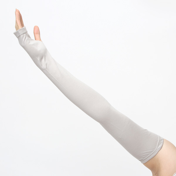  アームカバー UVカット ロング コットン 日焼け防止 紫外線対策 オーガニックコットン UVケア 手袋 外出 ライトグレー グレー グレイ 灰色 ロング丈 オシャレ ドライブ 日焼け アームカバー プレゼント 女友達 コットン 手袋 クロダ(KURODA)