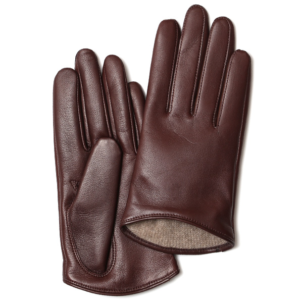 KURODA(クロダ) イタリーラム カシミヤ100％裏地 ショート丈 レディース 本革手袋 ブラウン