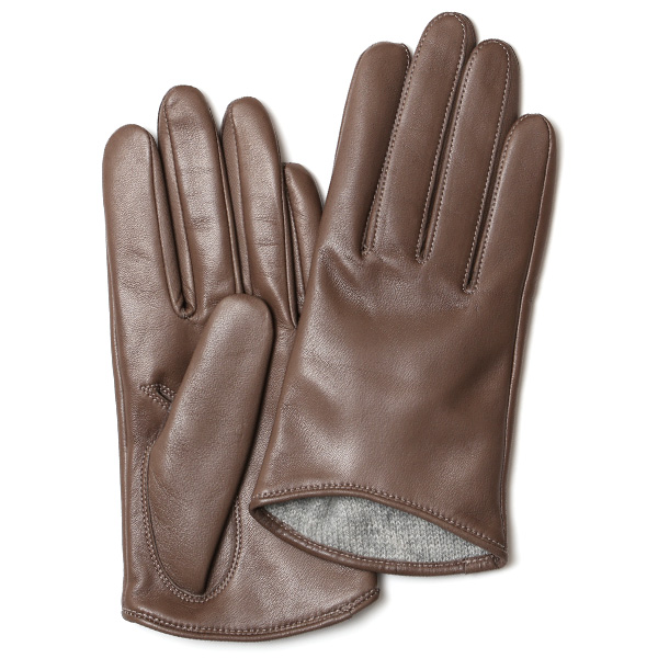 KURODA(クロダ) イタリーラム カシミヤ100％裏地 ショート丈 レディース 本革手袋 グレー