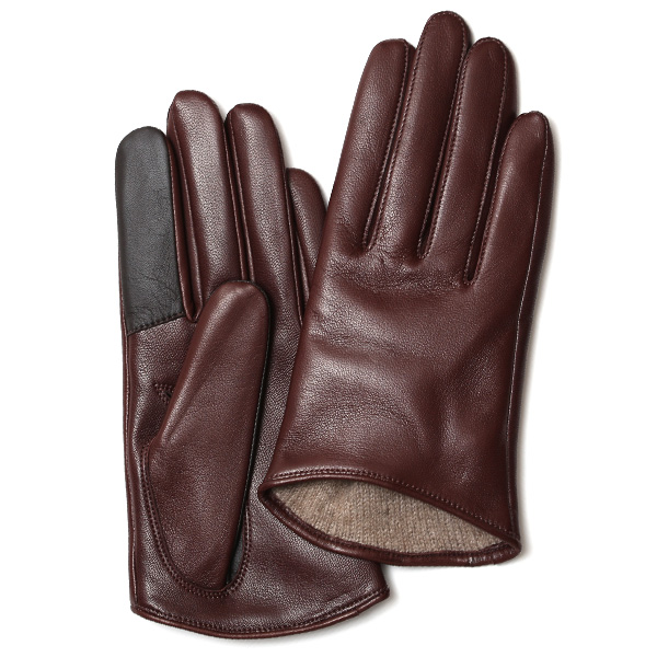 KURODA(クロダ) イタリーラム カシミヤ100％裏地 スマホ操作可能 ショート丈 レディース 本革手袋 ブラウン