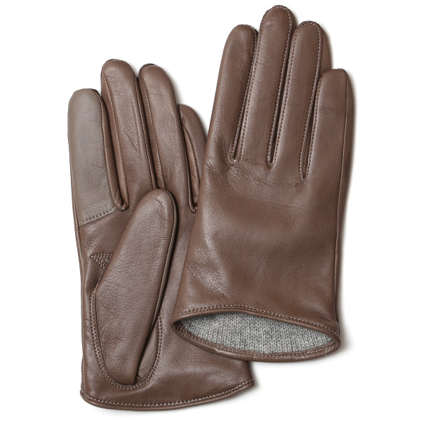 KURODA(クロダ) イタリーラム カシミヤ100％裏地 スマホ操作可能 ショート丈 レディース 本革手袋 グレー