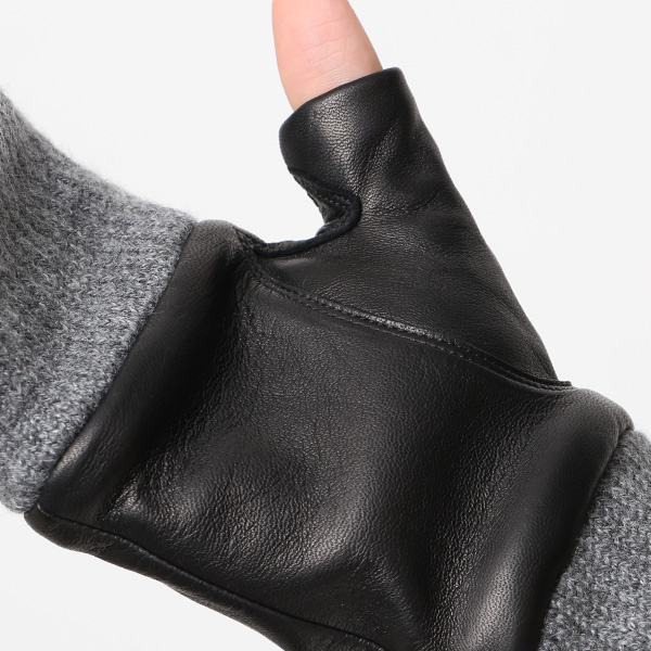  手袋 レディース 本革 カシミヤ裏地 フィンガーレス 防寒 革手袋 日本製 ブランド ブラック 黒 黒色 スマホ タッチパネル 操作可能 女性 通勤 ビジネス プレゼント 化粧箱付き おしゃれ 高級 KURODA(クロダ)