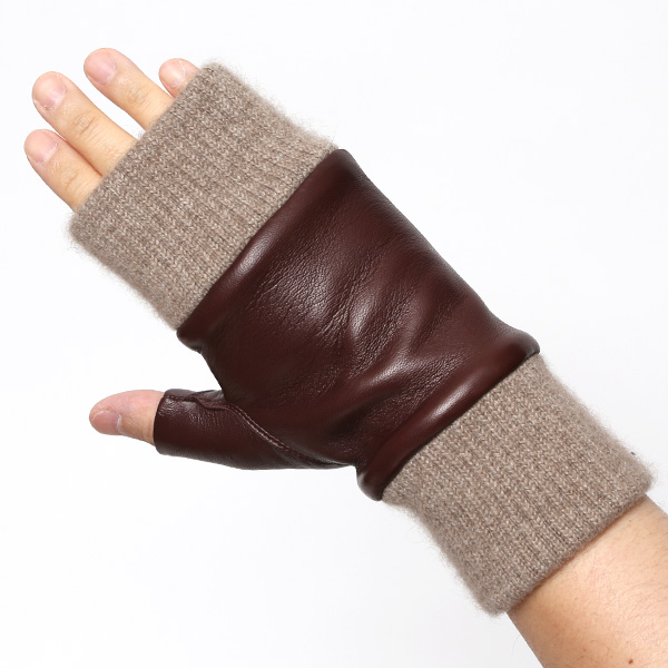 手袋 メンズ 本革 カシミヤ裏地 フィンガーレス 防寒 革手袋 日本製 ブランド ブラウン 茶 茶色 スマホ タッチパネル 操作可能 男性 通勤 ビジネス プレゼント 化粧箱付き おしゃれ 高級 KURODA(クロダ)