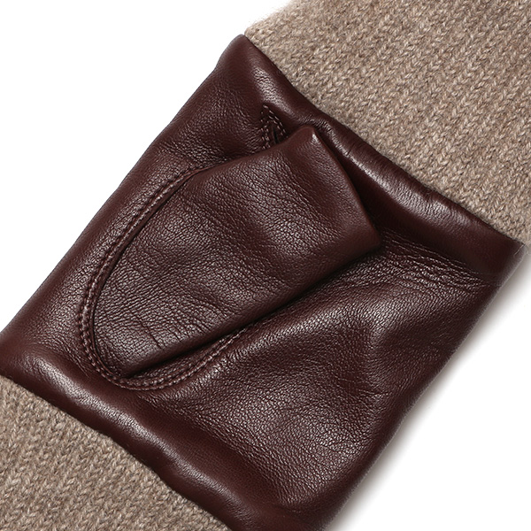  手袋 メンズ 本革 カシミヤ裏地 フィンガーレス 防寒 革手袋 日本製 ブランド ブラウン 茶 茶色 スマホ タッチパネル 操作可能 男性 通勤 ビジネス プレゼント 化粧箱付き おしゃれ 高級 KURODA(クロダ)