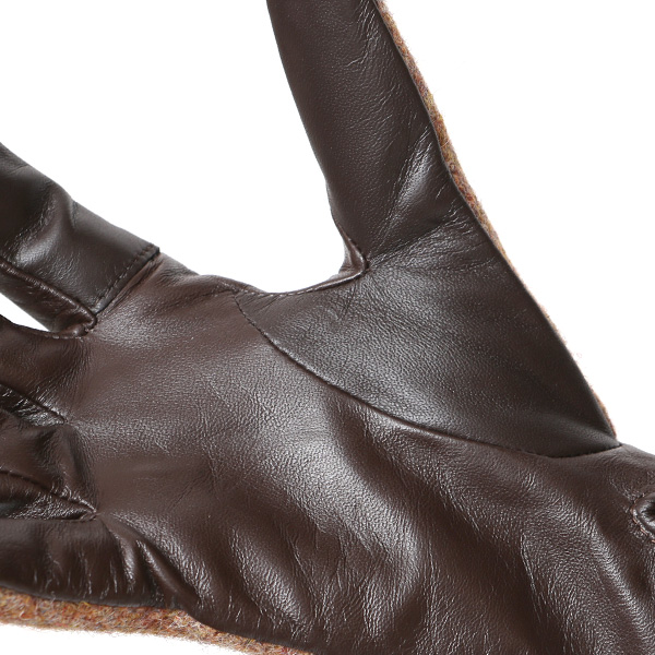  ハリスツイード 日本製 革手袋 レディース スマホ対応 化粧箱付き ブランド 防寒 本革 手袋 ブラウン 茶 茶色 チクチクしない 暖かい タッチパネル 操作可能 プレゼント ギフト かわいい 女性 ビジネス 仕事 クリスマス KURODA(クロダ)