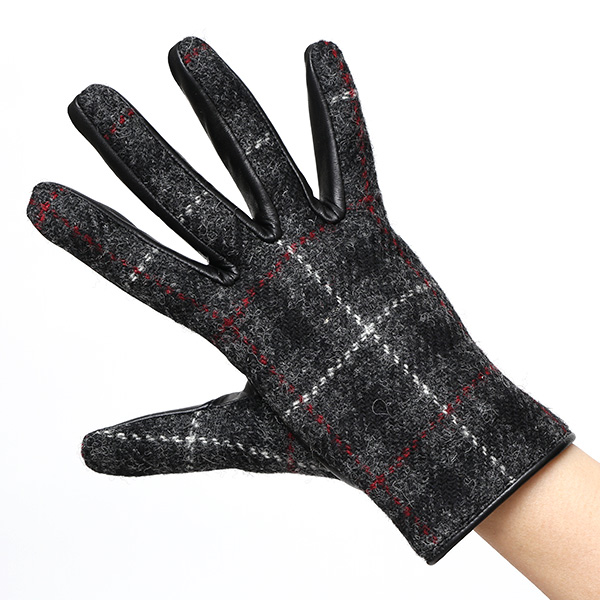  ハリスツイード 日本製 革手袋 レディース スマホ対応 化粧箱付き ブランド 防寒 本革 手袋 グレー グレイ 灰色 チクチクしない 暖かい タッチパネル 操作可能 プレゼント ギフト かわいい 女性 ビジネス 仕事 クリスマス KURODA(クロダ)