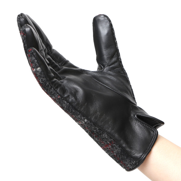  ハリスツイード 日本製 革手袋 レディース スマホ対応 化粧箱付き ブランド 防寒 本革 手袋 グレー グレイ 灰色 チクチクしない 暖かい タッチパネル 操作可能 プレゼント ギフト かわいい 女性 ビジネス 仕事 クリスマス KURODA(クロダ)