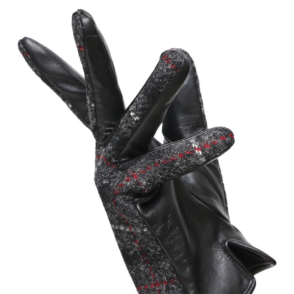  ハリスツイード 日本製 革手袋 レディース スマホ対応 化粧箱付き ブランド 防寒 本革 手袋 グレー グレイ 灰色 チクチクしない 暖かい タッチパネル 操作可能 プレゼント ギフト かわいい 女性 ビジネス 仕事 クリスマス KURODA(クロダ)