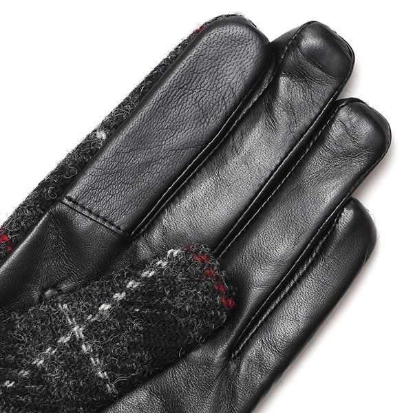  ハリスツイード 日本製 革手袋 レディース スマホ対応 化粧箱付き ブランド 防寒 本革 手袋 グレー グレイ 灰色 チクチクしない 暖かい タッチパネル 操作可能 プレゼント ギフト かわいい 女性 ビジネス 仕事 クリスマス KURODA(クロダ)