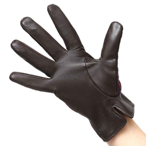  ハリスツイード 日本製 革手袋 レディース スマホ対応 化粧箱付き ブランド 防寒 本革 手袋 レッド ワイン 赤色 チクチクしない 暖かい タッチパネル 操作可能 プレゼント ギフト かわいい 女性 ビジネス 仕事 クリスマス KURODA(クロダ)