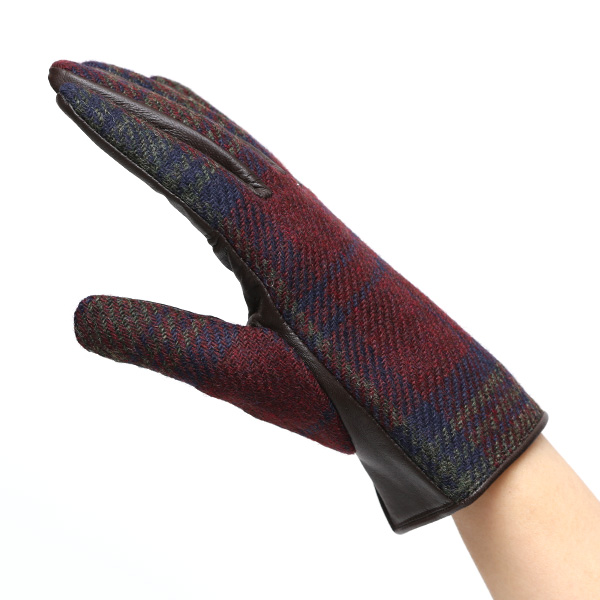  ハリスツイード 日本製 革手袋 レディース スマホ対応 化粧箱付き ブランド 防寒 本革 手袋 レッド ワイン 赤色 チクチクしない 暖かい タッチパネル 操作可能 プレゼント ギフト かわいい 女性 ビジネス 仕事 クリスマス KURODA(クロダ)