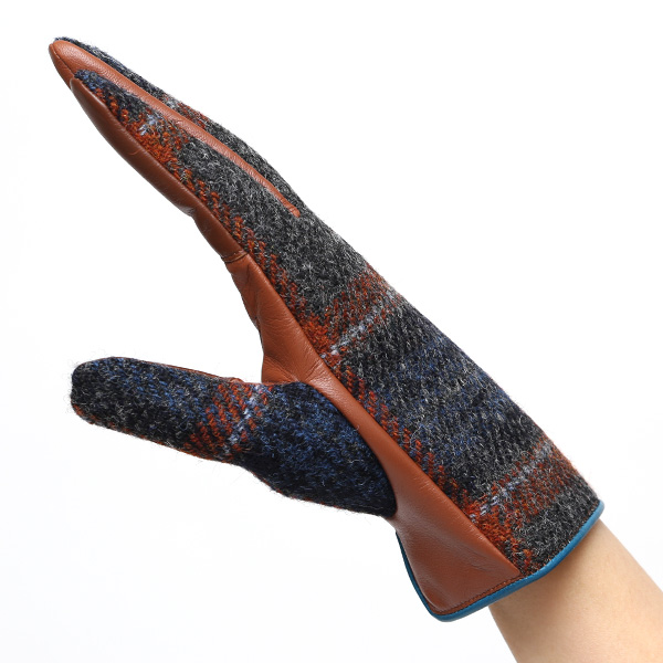  ハリスツイード 日本製 革手袋 レディース スマホ対応 化粧箱付き ブランド 防寒 本革 手袋 ブルー ネイビー 青色 チクチクしない 暖かい タッチパネル 操作可能 プレゼント ギフト かわいい 女性 ビジネス 仕事 クリスマス KURODA(クロダ)