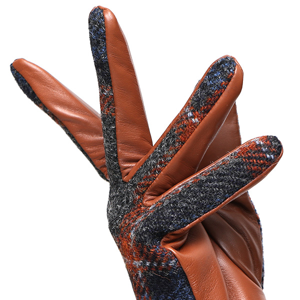  ハリスツイード 日本製 革手袋 レディース スマホ対応 化粧箱付き ブランド 防寒 本革 手袋 ブルー ネイビー 青色 チクチクしない 暖かい タッチパネル 操作可能 プレゼント ギフト かわいい 女性 ビジネス 仕事 クリスマス KURODA(クロダ)