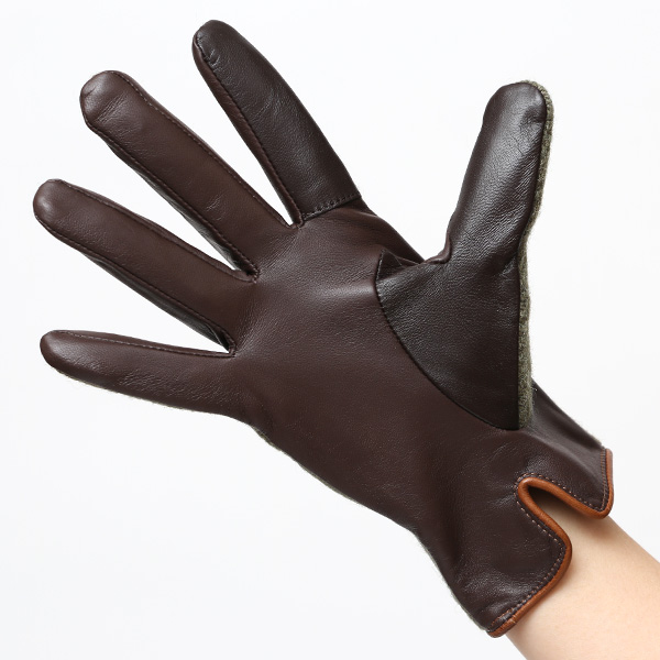  ハリスツイード 日本製 革手袋 レディース スマホ対応 化粧箱付き ブランド 防寒 本革 手袋 グリーン 緑色 チクチクしない 暖かい タッチパネル 操作可能 プレゼント ギフト かわいい 女性 ビジネス 仕事 クリスマス KURODA(クロダ)