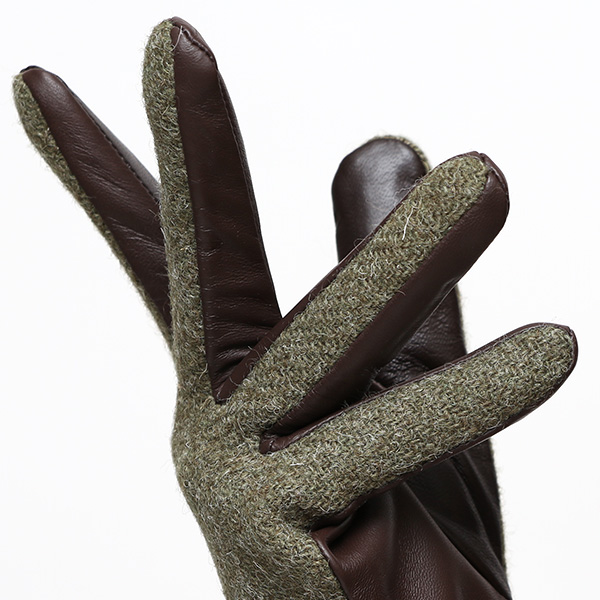  ハリスツイード 日本製 革手袋 レディース スマホ対応 化粧箱付き ブランド 防寒 本革 手袋 グリーン 緑色 チクチクしない 暖かい タッチパネル 操作可能 プレゼント ギフト かわいい 女性 ビジネス 仕事 クリスマス KURODA(クロダ)