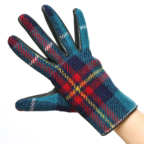  ハリスツイード 日本製 革手袋 レディース スマホ対応 化粧箱付き ブランド 防寒 本革 手袋 グリーン 緑色 チクチクしない 暖かい タッチパネル 操作可能 プレゼント ギフト かわいい 女性 ビジネス 仕事 クリスマス KURODA(クロダ)