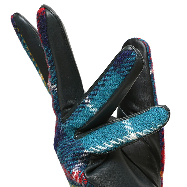  ハリスツイード 日本製 革手袋 レディース スマホ対応 化粧箱付き ブランド 防寒 本革 手袋 グリーン 緑色 チクチクしない 暖かい タッチパネル 操作可能 プレゼント ギフト かわいい 女性 ビジネス 仕事 クリスマス KURODA(クロダ)