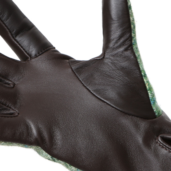  ハリスツイード 日本製 革手袋 レディース スマホ対応 化粧箱付き ブランド 防寒 本革 手袋 グリーン 緑色 チクチクしない 暖かい タッチパネル 操作可能 プレゼント ギフト かわいい 女性 ビジネス 仕事 クリスマス KURODA(クロダ)