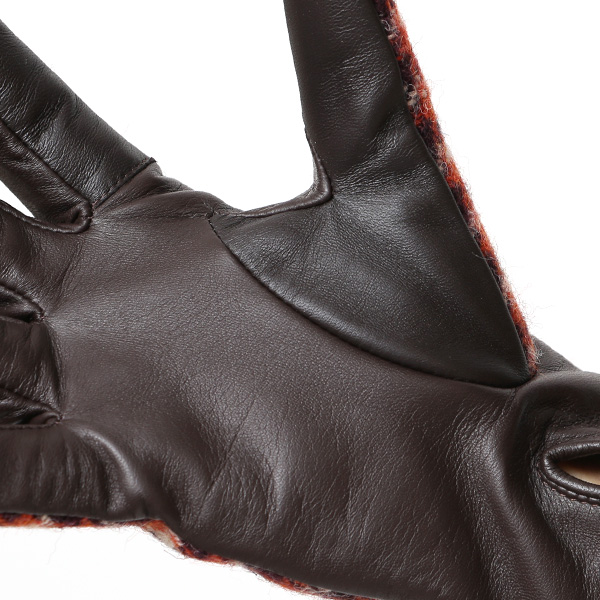  ハリスツイード 日本製 革手袋 レディース スマホ対応 化粧箱付き ブランド 防寒 本革 手袋 オレンジ 橙色 チクチクしない 暖かい タッチパネル 操作可能 プレゼント ギフト かわいい 女性 ビジネス 仕事 クリスマス KURODA(クロダ)