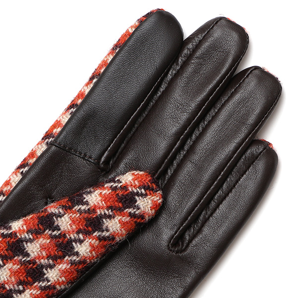  ハリスツイード 日本製 革手袋 レディース スマホ対応 化粧箱付き ブランド 防寒 本革 手袋 オレンジ 橙色 チクチクしない 暖かい タッチパネル 操作可能 プレゼント ギフト かわいい 女性 ビジネス 仕事 クリスマス KURODA(クロダ)