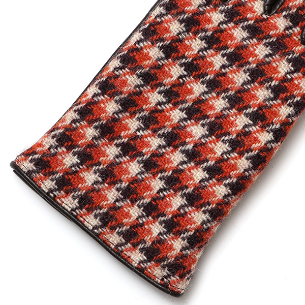  ハリスツイード 日本製 革手袋 レディース スマホ対応 化粧箱付き ブランド 防寒 本革 手袋 オレンジ 橙色 チクチクしない 暖かい タッチパネル 操作可能 プレゼント ギフト かわいい 女性 ビジネス 仕事 クリスマス KURODA(クロダ)