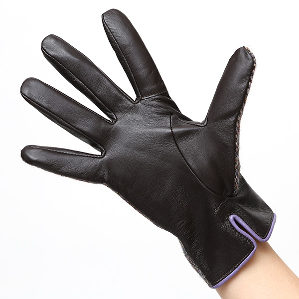  ハリスツイード 日本製 革手袋 レディース スマホ対応 化粧箱付き ブランド 防寒 本革 手袋 パープル 紫色 チクチクしない 暖かい タッチパネル 操作可能 プレゼント ギフト かわいい 女性 ビジネス 仕事 クリスマス KURODA(クロダ)